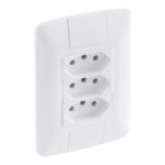 Conjunto 4×2 com 3 Tomadas 2P+T 20 A Tramontina Aria 250 V Branco – Ref. 57241079 - Miniatura