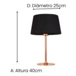 Cúpula Baju Tecido Preto Metal Cobre OP049TS Bella - Miniatura
