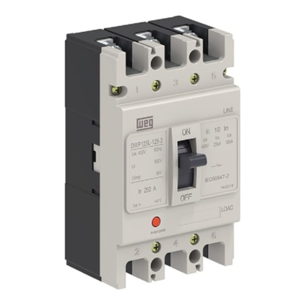 Disjuntor Caixa Moldada Tripolar 70 A WEG DWP125L-70-3