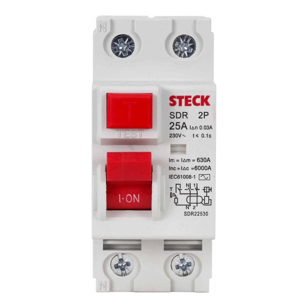 Interruptor Diferencial Residual DR 2P 25 A 30 mA Steck – Ref. SDR22530