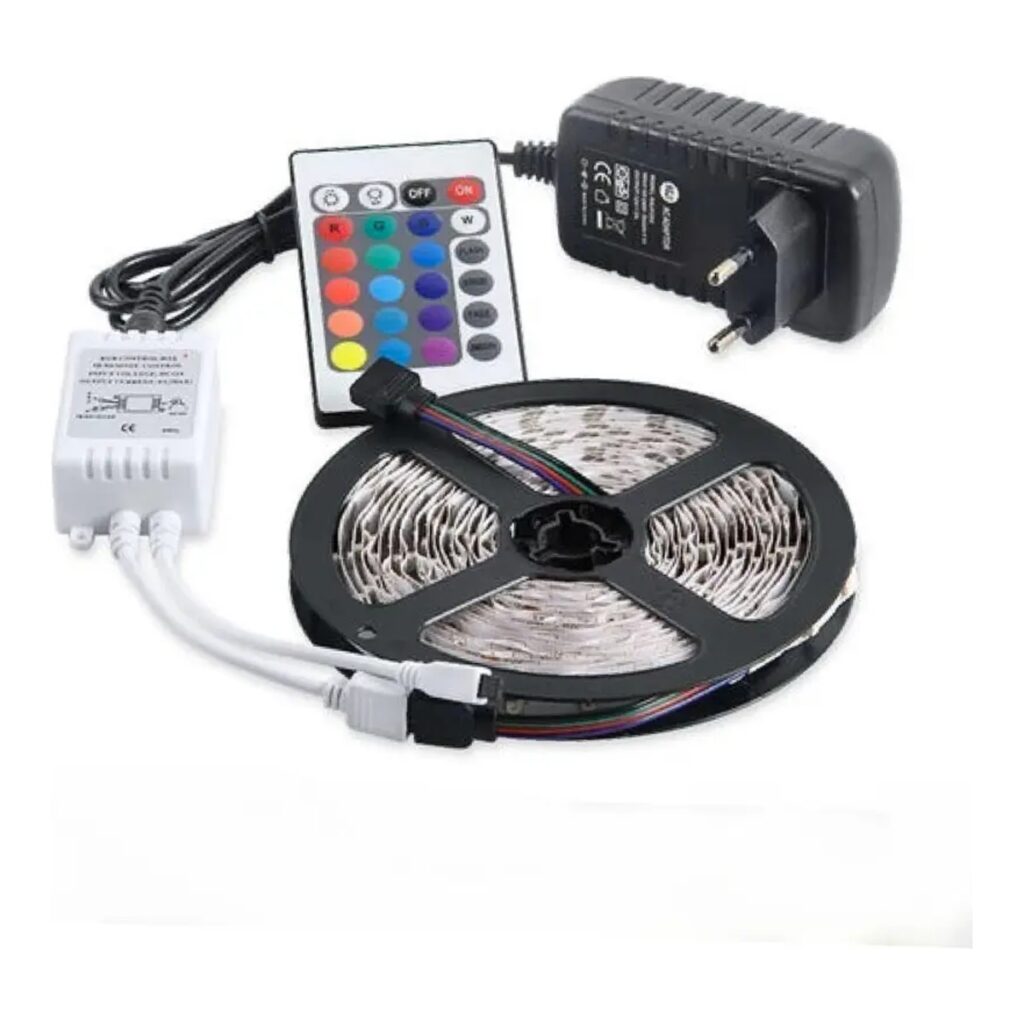 Kit Fita LED RGB 5050 12V 7,8 W/m IP20 Rolo 5 m com Acessórios Gaya – Ref. 9151