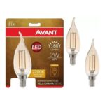 LAMPADA LED FILAMENTO VELA CHAMA RETRO 2W AMBAR AVANT - Miniatura