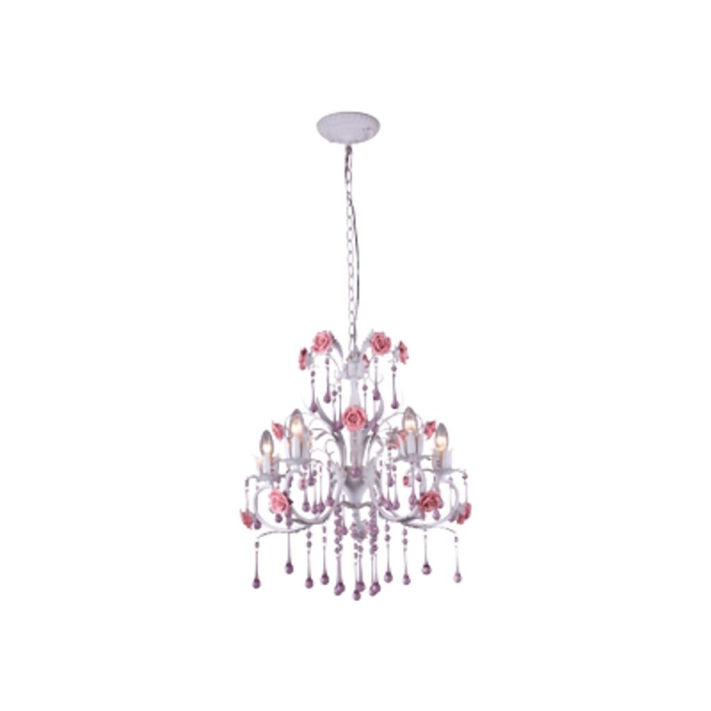 LUSTRE SÃO PETERSBURGO PROVENÇAL BRANCO 5L E14 CRISTAL CH1037-BR CHANDELIE