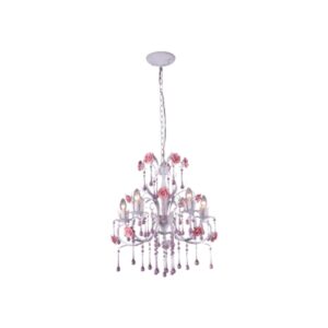 LUSTRE SÃO PETERSBURGO PROVENÇAL BRANCO 5L E14 CRISTAL CH1037-BR CHANDELIE