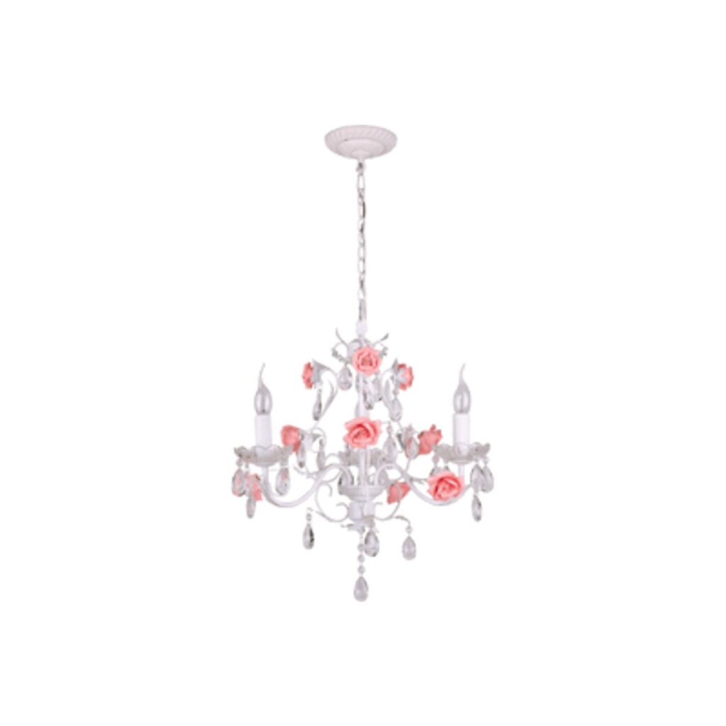 LUSTRE SÃO PETERSBURGO PROVENÇAL ROSE 3L E14 METAL BRANCO CH1032-RO CHANDELIE
