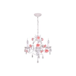LUSTRE SÃO PETERSBURGO PROVENÇAL ROSE 3L E14 METAL BRANCO CH1032-RO CHANDELIE
