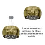 LUSTRE SOHO DOURADO CRISTAL PD002G BELLA - Miniatura