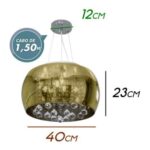 LUSTRE SOHO DOURADO CRISTAL PD002G BELLA - Miniatura