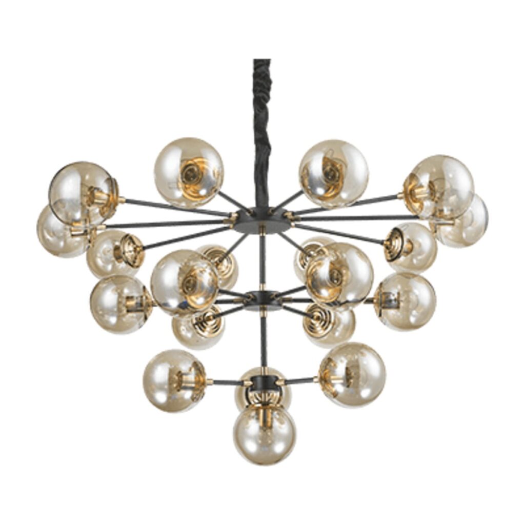 LUSTRE SPUTNIK PRETO E DOURADO 20L E27 CH2751-2 CHANDELIE