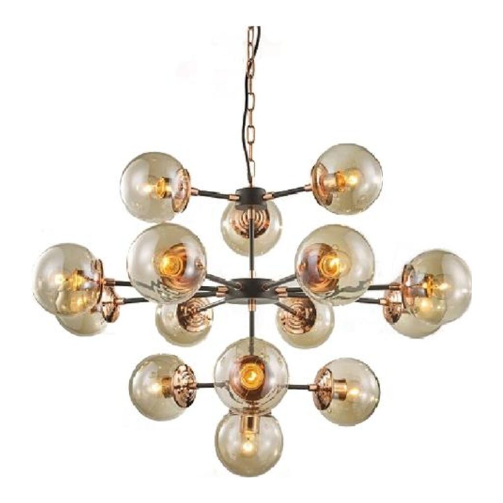 LUSTRE SPUTNIK PRETO E ROSE 15L E27 CH2751-5 CHANDELIE