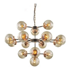 LUSTRE SPUTNIK PRETO E ROSE 15L E27 CH2751-5 CHANDELIE