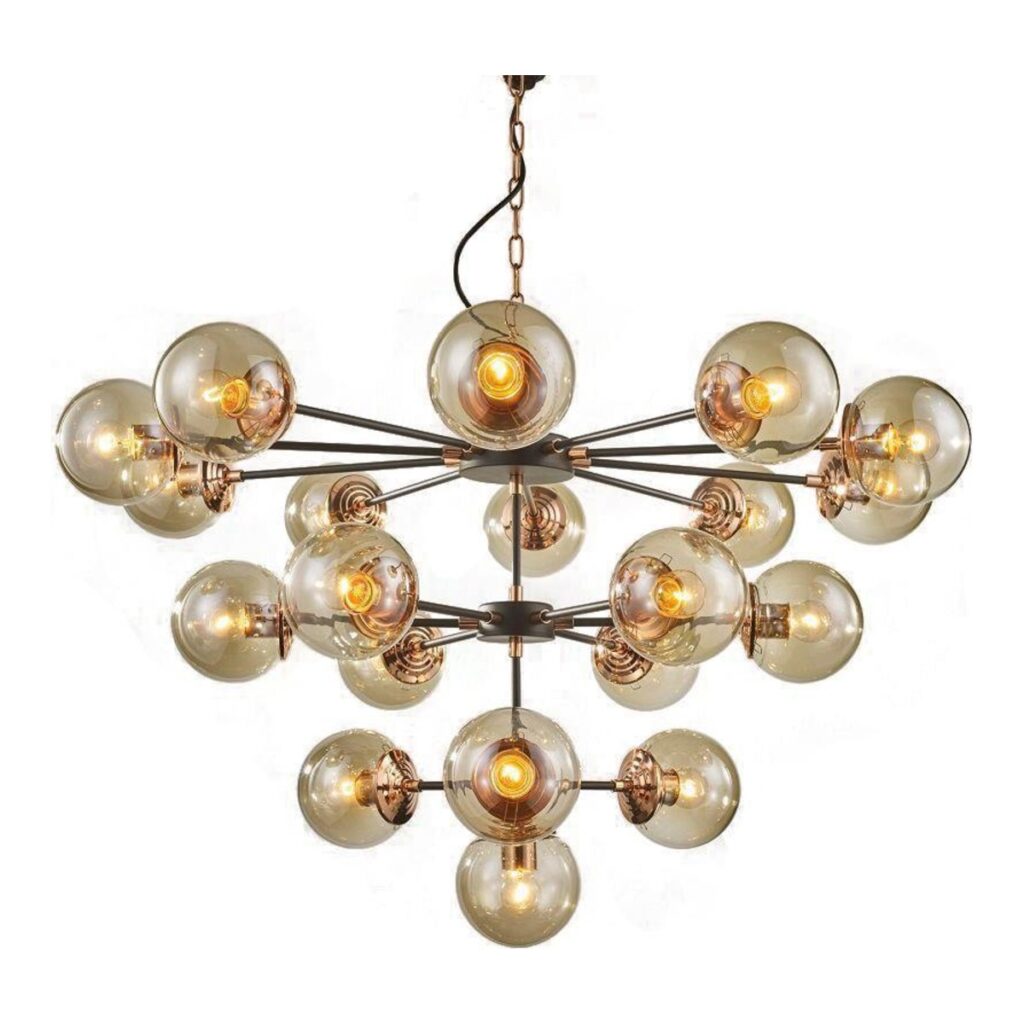 LUSTRE SPUTNIK PRETO E ROSE 20L E27 CH2751-4 CHANDELIE