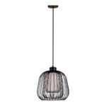 PENDENTE ARAMADO TRIPLO C/ CÚPULA EM TECIDO 49cm PD1041 NEWLINE - Miniatura