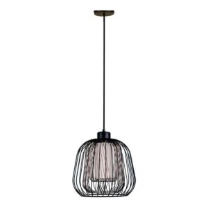 PENDENTE ARAMADO TRIPLO C/ CÚPULA EM TECIDO 49cm PD1041 NEWLINE