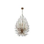 PENDENTE KIEZZA OURO VELHO 16L E14 DE CRISTAL TRANSPARENTE CH2106-4 CHANDELIE - Miniatura