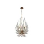 PENDENTE KIEZZA OURO VELHO 9L E14 DE CRISTAL TRANSPARENTE CH2106-3 CHANDELIE - Miniatura