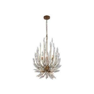 PENDENTE KIEZZA OURO VELHO 9L E14 DE CRISTAL TRANSPARENTE CH2106-3 CHANDELIE