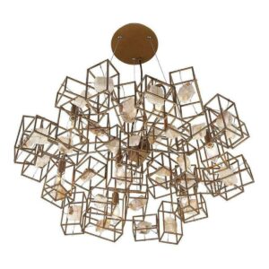 PENDENTE NILO 7L E14 DE METAL DOURADO COM PEDRAS CH2092-2 CHANDELIE