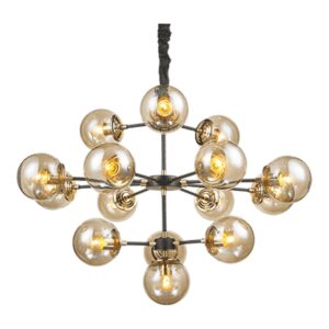 PENDENTE SPUTNIK PRETO E DOURADO 15L E27 CH2751-1 CHANDELIE