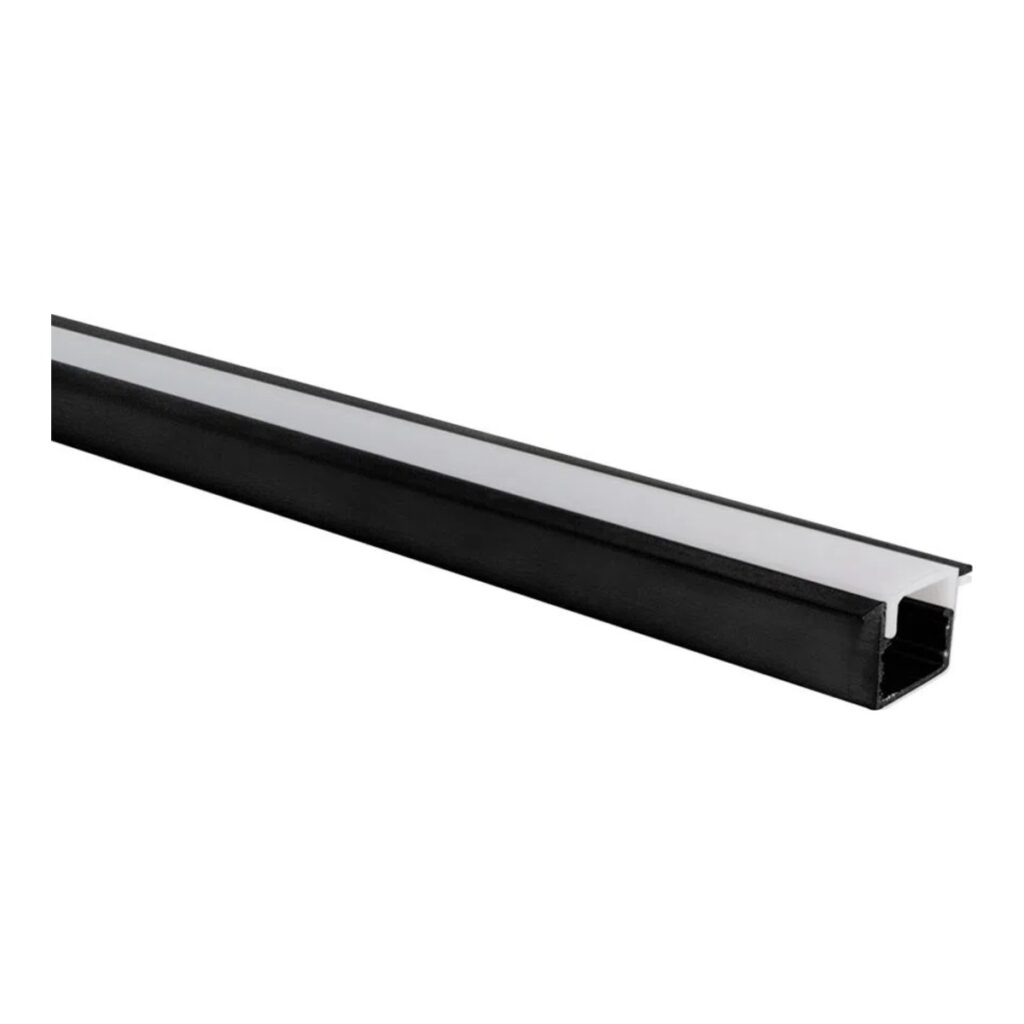 PERFIL LED EMBUTIR PRETO 25MM 2M C/ MOLAS