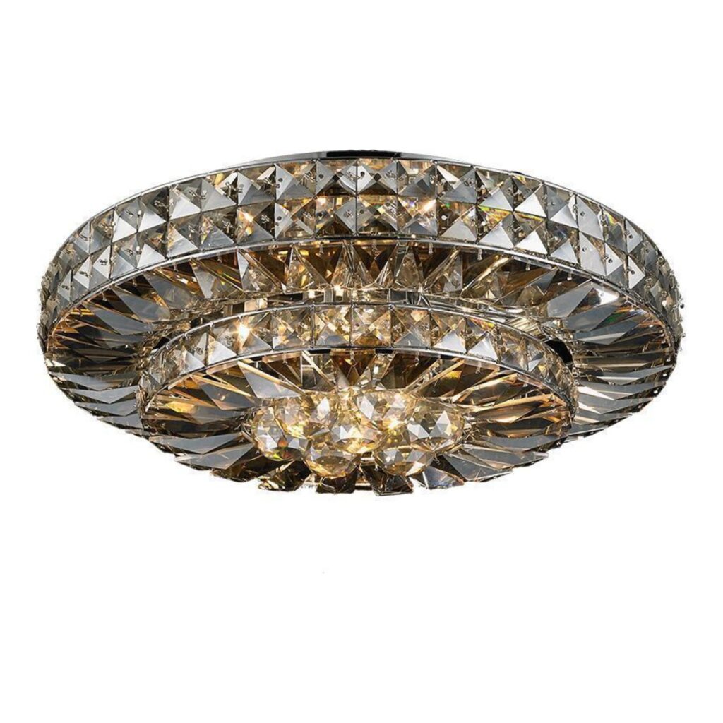 PLAFON CORALLO 5L G9 REDONDO DE CRISTAL K9 CONHAQUE CH3019-2CQ CHANDELIE