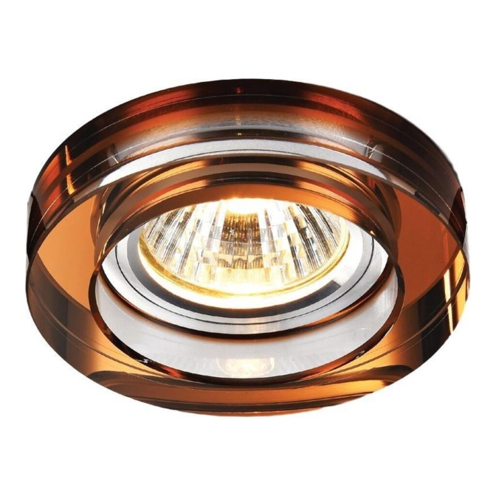 SPOT EMBUTIDO ESTOCOLMO 1L GU10 DE CRISTAL REDONDO COBREADO CH0007 CHANDELIE